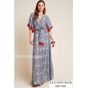 NWT ANTHRO Sachin & Babi Tasseled Maxi Dress size  4